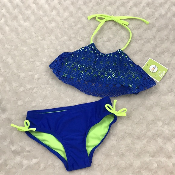 blue and green swimsuit
